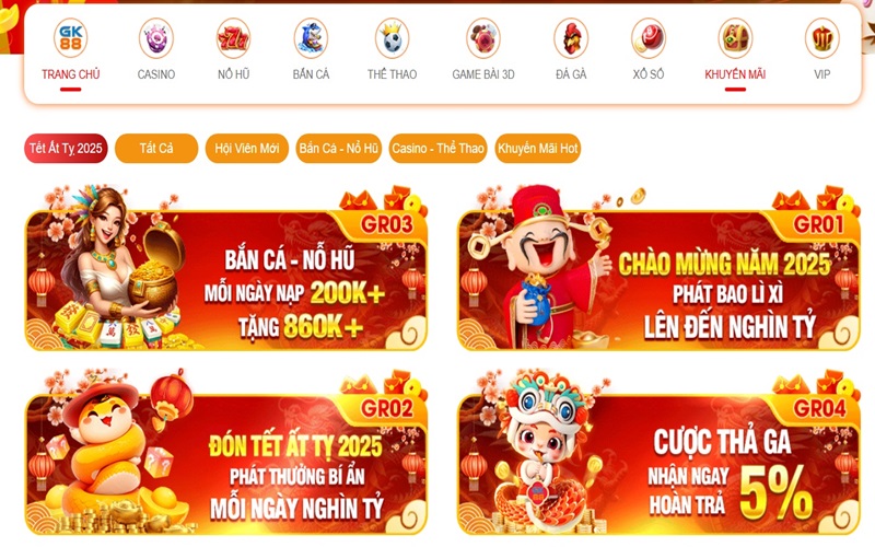 Tổng hợp khuyến mãi GK88 hot nhất 2025